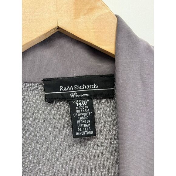 R&M Richards Open Cardigan Size 14W Gray Metallic 3/4 Sleeve NEW - Picture 5 of 8